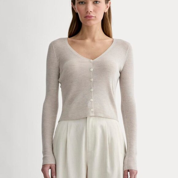 Everlane Sweaters - Everlane The Cardigan in Ultrasoft Merino Heather Oatmeal Size Small